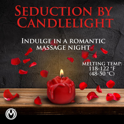 Flaming Rose Drip Candle for Wellness and Relaxation & Romantic Candle Massage. Low Melting Point. Unscented Paraffin Body Wax. Perfect Spa Gift for Self-Care. 1 Piece, Red.