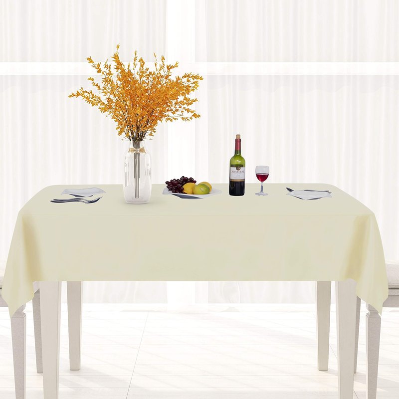 sancua 100% Waterproof Rectangle PVC Tablecloth - 60 x 120 Inch - Oil Proof Spill Proof Vinyl Table Cloth, Wipe Clean Table Cover for Dining Tables, Buffet Parties and Camping, Beige