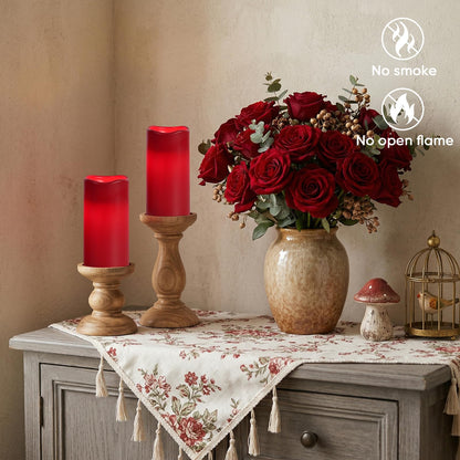 Amagic 3"x6" Red Flameless Candles with Remote, Christmas Candles Battery Operated with Timer, Waterproof LED Pillar Candles for Thanksgiving Table, Home, Outdoor Decor, Plastic, Set of 6
