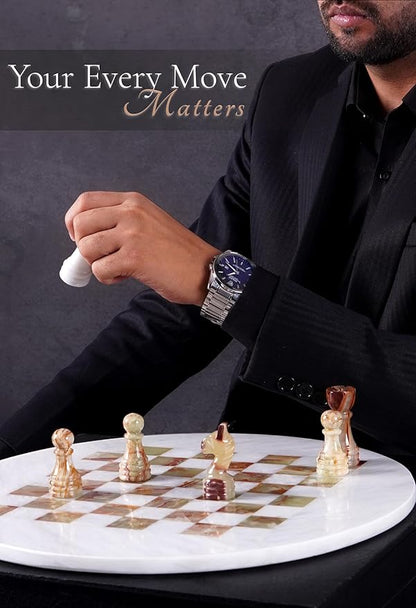 Marble Chess Set for Adults with Complementary Storage Box 15 White &amp Green Handmade Board Games for Adults Premium Chess Set Board Game with Extra Queens