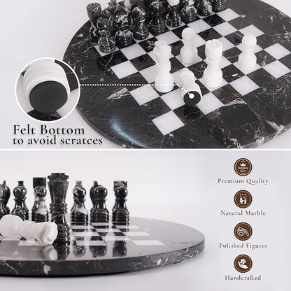 Marble Chess Set for Adults with Complementary Storage Box 15 Black &amp White Handmade Board Games for Adults Premium Chess Set Board Game with Extra Queens