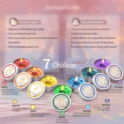 Inspireyes Chakra Candles Set of 7,Meditation Crystal Scented Candles Gift Set for Women, Spiritual Healing Candles for Promotes Positive Energy, Yoga, Cleansing, Manifesting, Relaxation