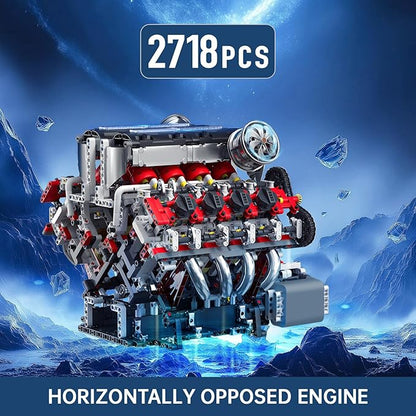 Mould King V8 Engine Toys Building Sets Model Engine Kit for Adults Engine MOC Scale Model with Motor 10130 STEM DIY Building Kits That Works Set for Aged 14+ (2718 Pieces)