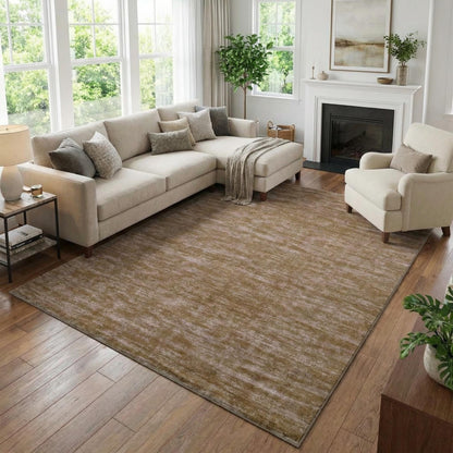 Garvee Large Area Rug 9x12 Living Room Rug Machine Washable Non Slip Floor Mat Modern Solid Soft Rugs Stain-Resistant Foldable Low Pile Carpet for Bedroom Nursery Office Dorm Kids Room Brown