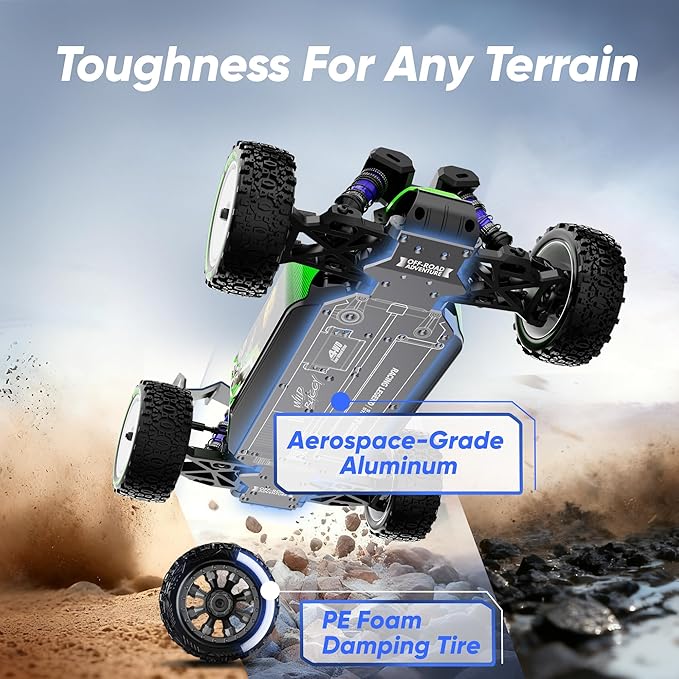 1/12 Brushless RC CarsFast 50mph Off-Road All Terrain Truck4WD RC Buggy with 2.4GHz Remote Control and 3S Batteries25W Fast ChargingRTR 4X4 Electric RC Cars