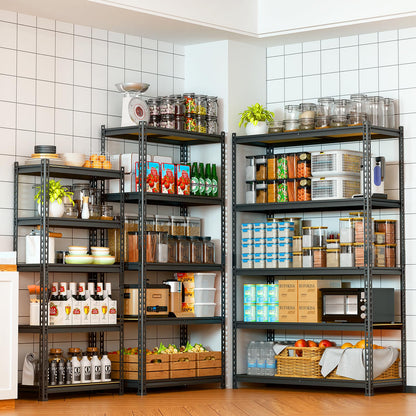 LEVELEVE 5-Tier Storage Shelving Unit, Metal, for Garage, Kitchen, Laundry Room, Adjustable, 30" L x 12" W x 60" H, Rectangular, 2 Pack