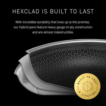 HexClad Hybrid Nonstick 12-Inch Griddle Pan, Stay-Cool Handle, Dishwasher-Friendly, Oven-Safe Up to 900°F, Induction Ready, Compatible with All Cooktops