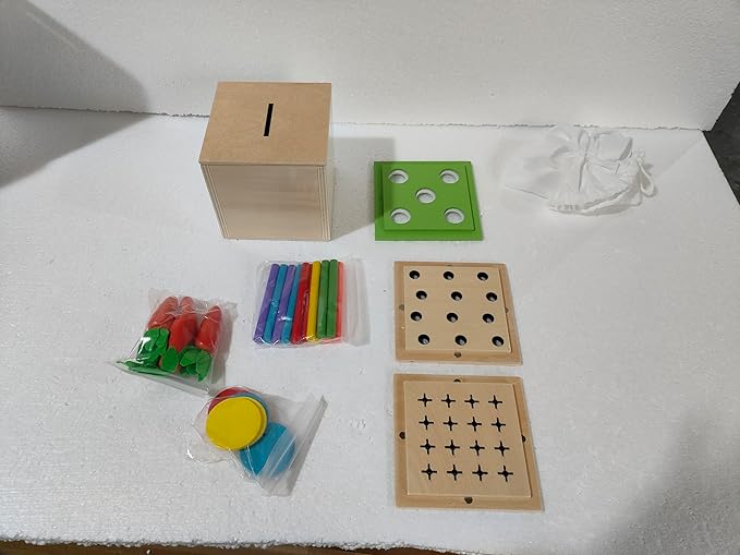 4 in 1 Montessori Play Kit Box - Cotton Swab Board Coin Box Carrot Harvest Game Matchstick Color Drop Game Montessori Toys for Babies 6-12 Months 1 Year 2 Year