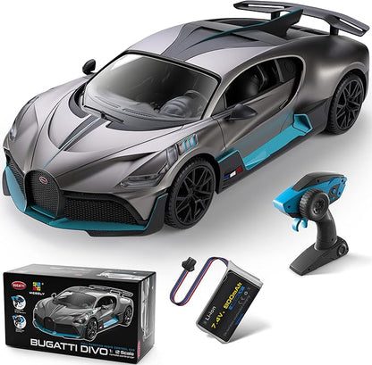 MIEBELY Remote Control Car Bugatti Divo 1/12 Scale Rc Cars 12Km/h 2.4Ghz Licensed Model Car 7.4V 900mAh Toy Car Headlight for Adults Boys Girls Age 6-12 Years Birthday Ideas Gift