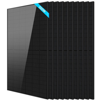 SUNGOLDPOWER 10PCS 500W Solar Panels Monocrystalline UL 61730, Grade A Solar Cell, Waterproof IP68, High Efficiency Solar Panel On/Off Grid Supplies for RV, Tiny house, Marine, Household (Total 5000W)