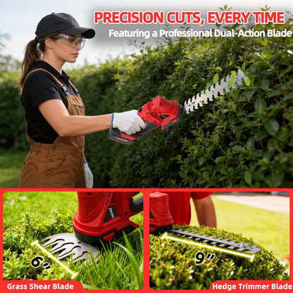 4-in-1 Electric Pole Hedge Trimmer, Cordless Bush Trimmer & Grass Shear with Extension Pole, 4.0Ah Battery & LCD Display, 180° Adjustable Angle, 16 Ft Reach, Powerful Branches Cutter for Tree