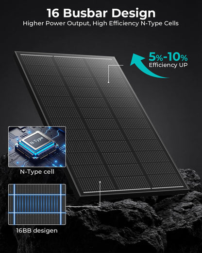 ECOBOSS 12v 200w solar panel, 2 Pack 100W Solar Panels, N-Type 16BB 12 Volt Solar Panel with 25.6% Conversion Efficiency, Monocrystalline Modules for RV Power Systems, Marine, Cabins & Off-Grid system