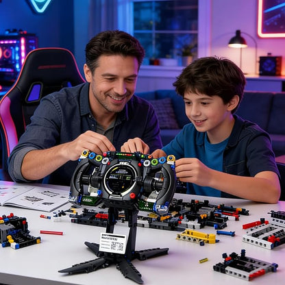 Racing Simulator Steering Wheel Building SetFormula Racing Steering Wheel Toy with Display Stand &amp 360 ° RotatingCompatible with lego Car KitHome Office Decor Gift for Racing Lovers &amp Adult