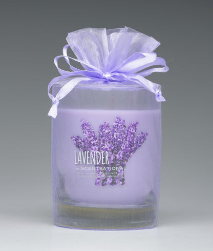Scentsational Lavender Soy Candle, 11 oz, Natural Essential Oils, 50-60 Hour Burn Time, Gift Wrapped