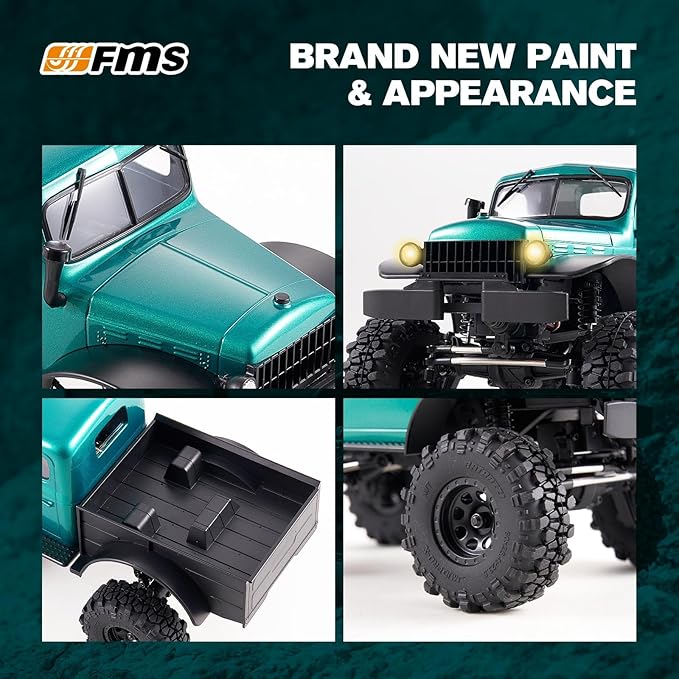 EAZYRC FMS FCX24 Power Wagon 1/24 RC Crawler Brushless 4x4 RTR Rock Crawler with Metal Suspension 2-Speed Transmission PC Hard Body – RC Car for Adults and Gift