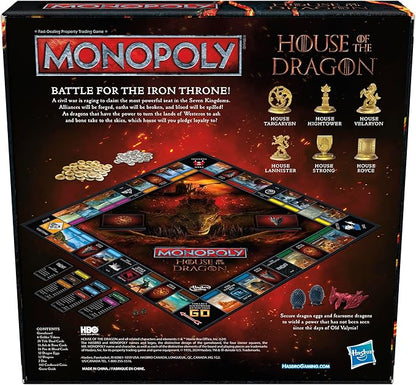 Monopoly House of the Dragon Edition Board Game | Based on the Hit TV Series | Ages 17 and Up | 2 to 6 Players | Strategy Games (Amazon Exclusive)