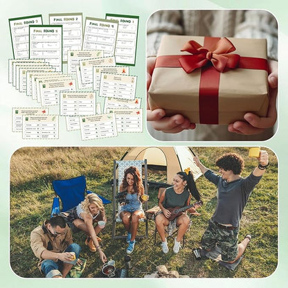 30 Pcs Camping Friendly Feud Game Set Camping Party Game Trivia Quiz with 18 Card 2 Buzzer for Adults Family Games Activities Party Supplies Battery Not Included