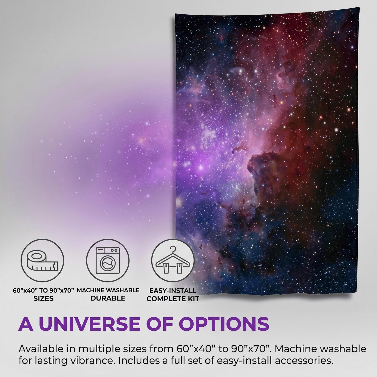 goodbath Space Wall Tapestry, Universe Galaxy and Star in Outer Space Wall Hanging for Living Room Bedroom Dorm, 80" x 60", Colorful