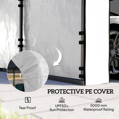 Outsunny Carport Replacement Sidewall Panels Set of 4 for 12' x 20' Carports, UPF50+ Waterproof PE Tarp Replacement Side Wall Cover with Zipper Door, Top Cover and Frame Not Included, White