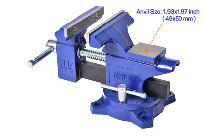 Rolin Vise Bench Vise 4-1/2 Inch With 240 Degree Swivel Base Clamp Tools Home Vises Rotation Base