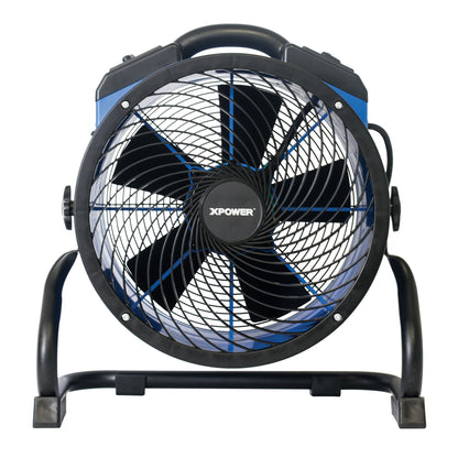 XPOWER FC-300 Heavy Duty Industrial High Velocity Whole Room Air Mover Air Circulator Utility Shop Floor Fan, Variable Speed, Timer, 14 inch, 2100 CFM, Black, Blue