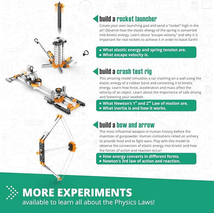 Engino STEM Toys Physics Laws: Inertia Friction &amp Circular Motion Engineering Kit for Kids 9+ Creative STEM Projects Gifts for Boys &amp Girls Building Toys (6 Model Options)