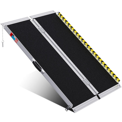 WHALEMOTOR Portable Wheelchair Ramp 4FT, Anti-Slip Aluminum Folding Portable Ramp, Wheelchair Ramps for Home, Weight Capacity Up to 800 LBS, with Transition Plates Above and Below, Loading Dock Plates
