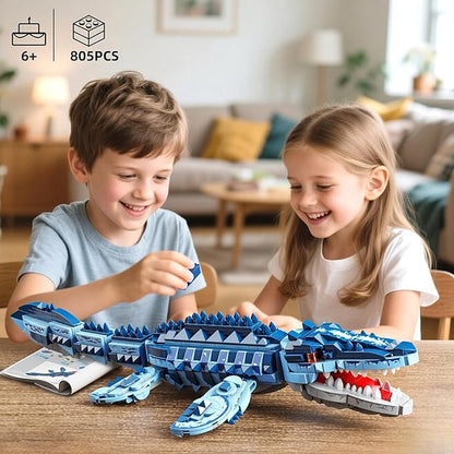 Mosasaurus Dinosaur Building Blocks Set 805 PCS Dinosaur World Building Toy Jurassic Ocean Animal Model Collection Toys for Home Decor Birthday Gift for Adults Boys Age 8-12