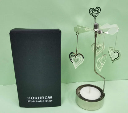 Rotary Candle Holder Spinning Candleholder Metal Small Gift (Heart)