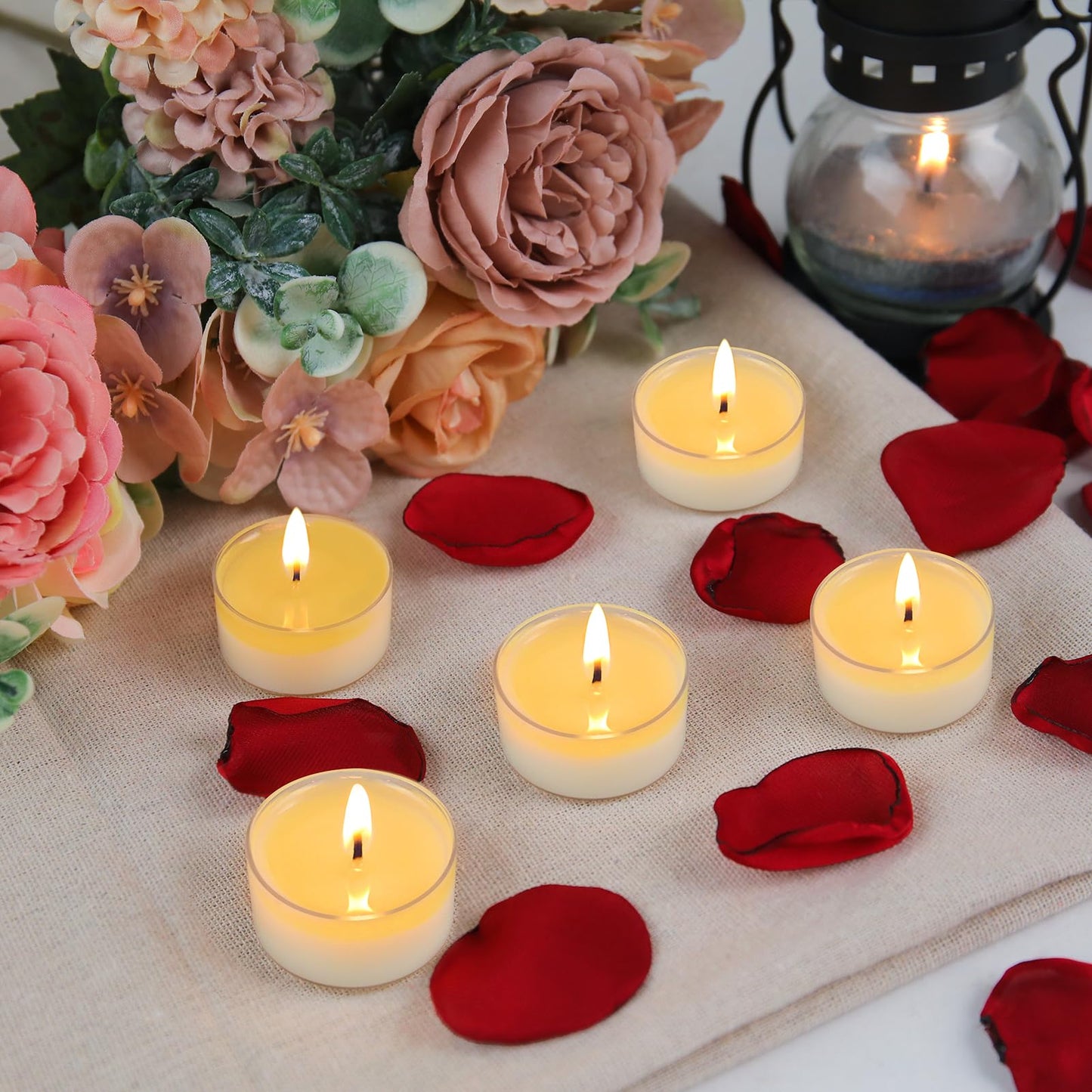 Soy Tealight Candles 50 Pack, 6 Hours Long Burning Tealights Candles Bulk, Natural Soy Wax Tea Light Candle Paraffin-Free, Unscented Small Tea Candle for Emergency,Dinner