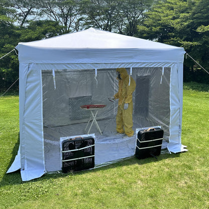 10X10X9FT Waterproof Portable Paint Booth with 2pcs Air Filters & Foldable Frames, Rainproof Spray Booth for Auto Parts, Furniture and Other Items Painting (White)