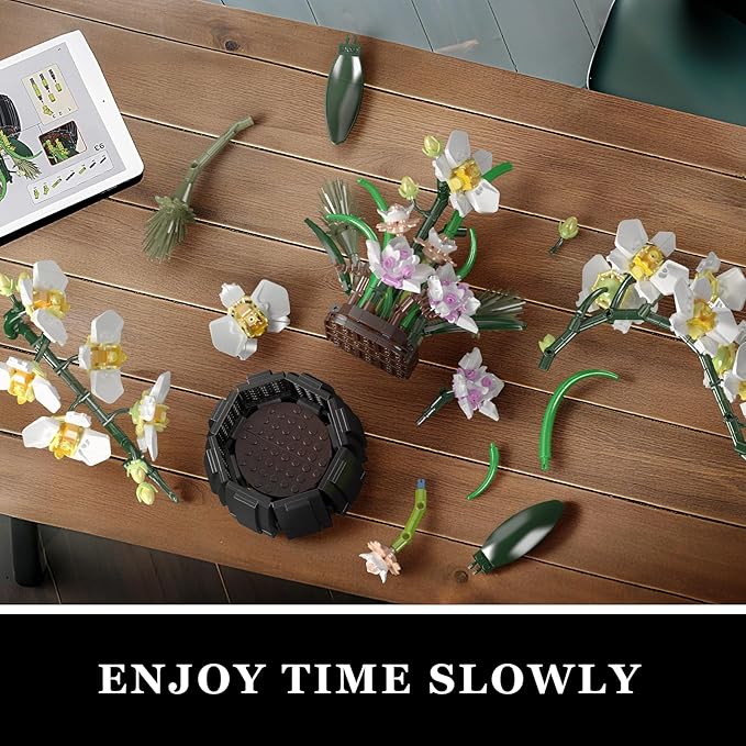 Mould King 24108 Botanicals Orchid Building Set - Realistic Artificial Plant Set for Adults Home Office Decor with Lifelike Orchid Pot Design (1014 PCS)
