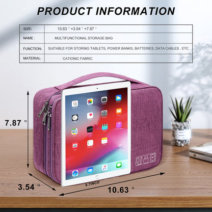 SELLYFELLY Electronic Bag Travel Cable Accessories Bag Waterproof Double Layer Electronics Organizer Portable Storage Case for Cable, Cord, Charger, Phone, Adapter, Power Bank, Kindle, Hard Drives
