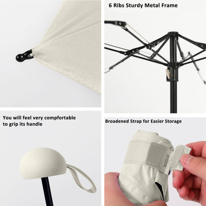 BAODINI Travel Essentials Mini Umbrella for Purse With Case Small Compact UV Sun Protection Lightweight Tiny Pocket Manual Open Close Umbrella for Women Kids and Men Fit Purse Backpack