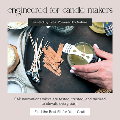 EAP Innovations CD-6 Candle Making Wicks, Ideal for Vegetable-Based Waxes, Flat Braided, Coreless Wicks for Candle Making & Consistent Flame, 6" Length, Pack of 100