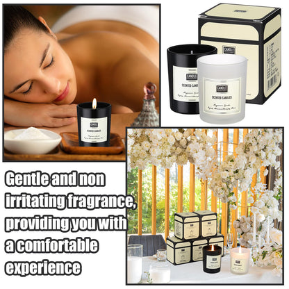 Threlaco 72 Pcs Scented Candles Bulk Home Aromatherapy Candle Gift for Women 8 Fragrance Long Lasting Soy Wax Jar Candles for Mother's Day Thanksgiving Christmas Coworker Employee (Fresh, Black White)