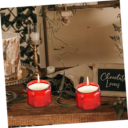 jojofuny 14pcs Glass Candle Containers Lids Embossed Jar Lids for Modern Decor Reusable Storage Can for Candle Making for DIY Gifts