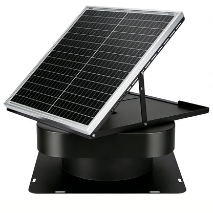 PEAKROCK 30W Solar Attic Vent Fan 2000CFM High Airflow Brushless DC Motor 60,000Hrs Lifespan with 12inch Blade Alloy Fan, Weatherproof Roof Vent for Home, Garage, Greenhouse, No Remote