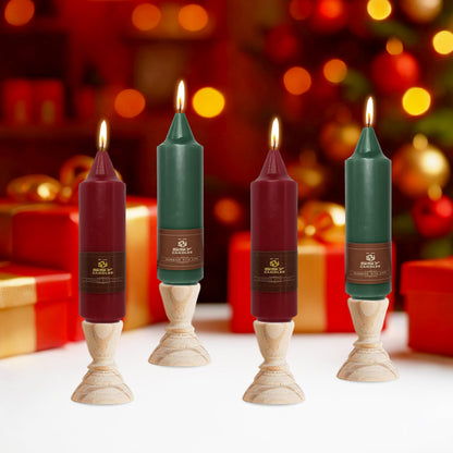 4 PCS Red Green Candle Christmas Taper Candles Sticks Unscented Candlesticks 5 inch Cute Taper Candles Stick Candles for Christmas Party Home Décor