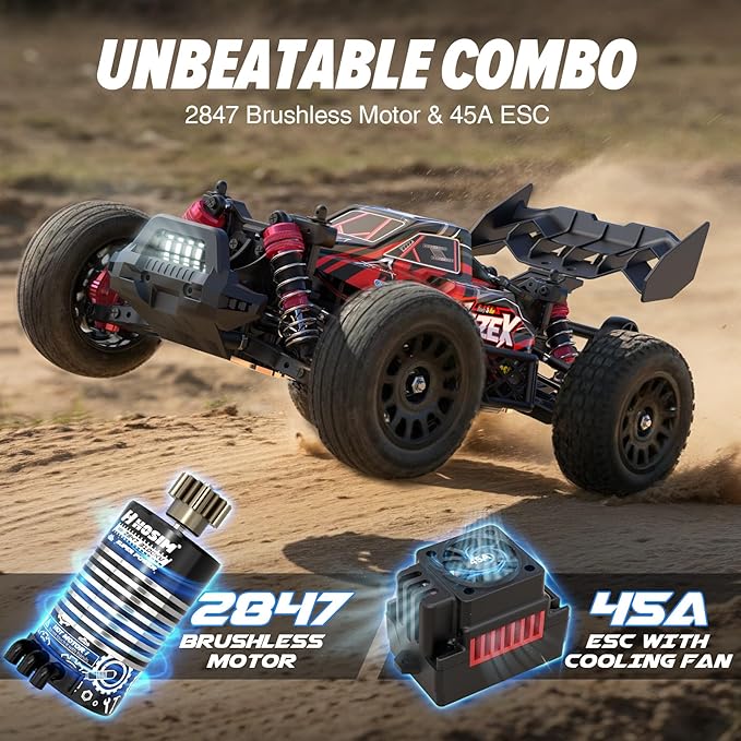Hosim Brushless RC Buggy for Adults and Kids 60KM/H 1/14 Electric High Speed All Terrain Remote Control Car Hobby RC Trucks 4x4 Off Road RC Car Waterproof RC Vehicle for Snow/Sand/Beach Age 8+