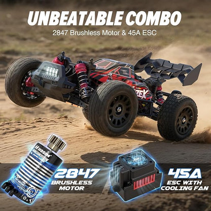 Hosim Brushless RC Buggy for Adults and Kids 60KM/H 1/14 Electric High Speed All Terrain Remote Control Car Hobby RC Trucks 4x4 Off Road RC Car Waterproof RC Vehicle for Snow/Sand/Beach Age 8+