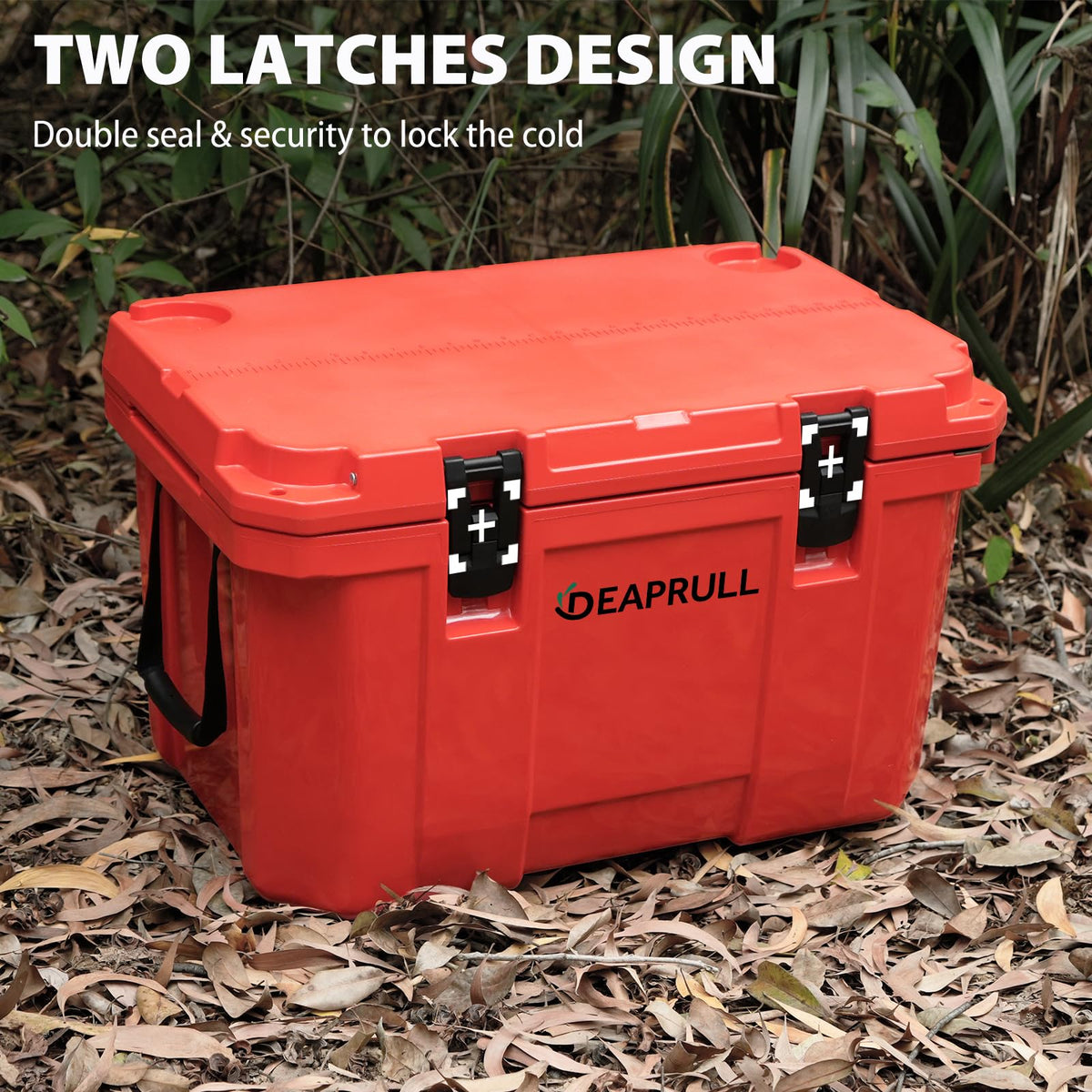 60 Quart Hard Cooler, Insulated Ice Chest Box Holds Ice for up to 6 Days, Portable Cooler with Nylon Rope Handles, Cup Holders, Double Latches for Camping Drink, Beach, Picnic, Fishing, Boat, Barbecue
