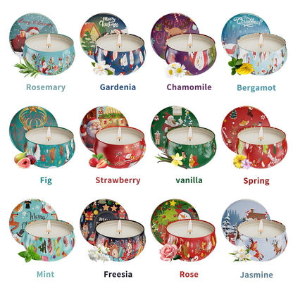 Christmas Candles Gifts Set for Women, Primevolve Scented Candles for 12 Bulk Home Aromatherapy, Strongly Fragrance Long Lasting Portable Travel Tin for Spa Bath Yoga