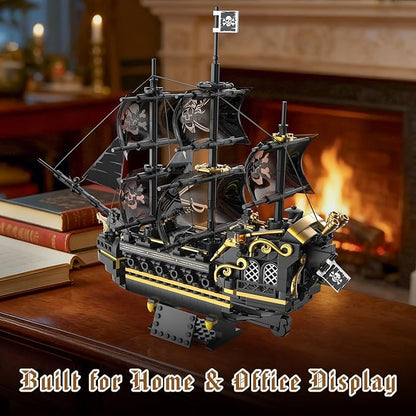 Pirate Ship Building Set for Adults &amp Kids 8-12 Black Pearl Inspired Ship Model Kit with 3-Mast Sails Collectible Pirate Boat for Display Home Office Decor Birthday Easter Gift (801 PCS)