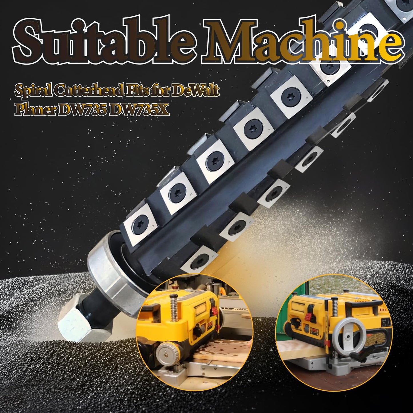 Spiral Cutterhead for DeWalt Planer DW735 DW735X Thickness Planer 13 Inch Spiral Cutter Head with Reversible Carbide Inserts Woodworking Helical Cutter Head
