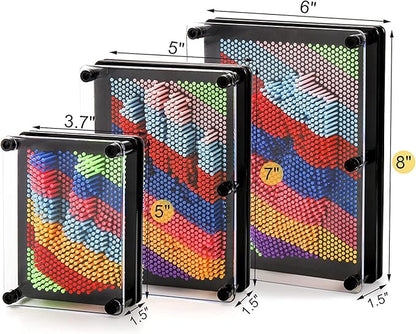 Hacaroa 3 Pack 3D Pin Art Toy Rainbow Plastic Pin Art Board Sensory Sculpture Toy Pin Impression Hand Mold Needle Toy for Kids Adults Home Office Decoration 3 Sizes
