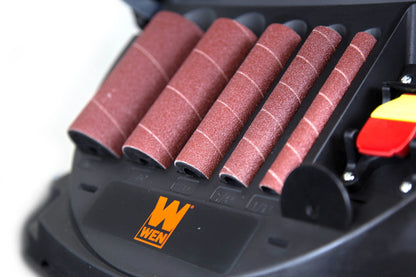 WEN 6524 Oscillating Belt and Spindle Sander & 6510SPC Assorted Grits Spindle Sanding Sleeves (18 Pack)