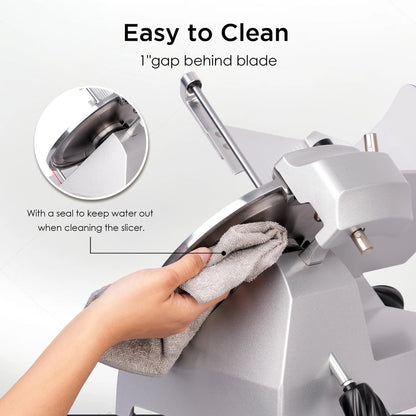 Paladin Equipment 10" Electric Meat Slicer, 1/3 HP Deli Slicer with Italian Carbon Steel Blade, Lunch Food, Semi-frozen Meat, Cheese Cutter, Adjustable Slicing Thickness for Commercial and Home Use