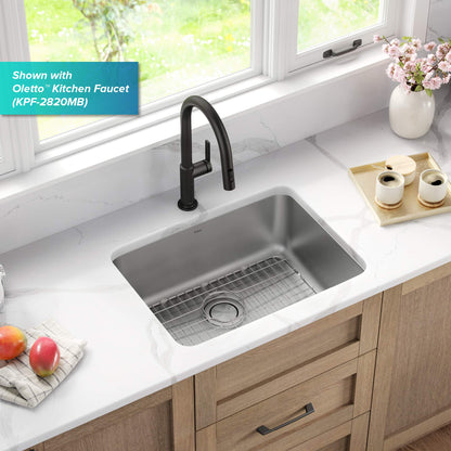 KRAUS Dex 25-inch Kitchen Sink and Roll-Up Dish Drying Rack Bundle