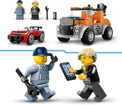 Lego City Tow Truck with Sports Car Toy Car for Boys and Girls from 4 Years Birthday Gift for Children Truck Toy with 2 Mini Figures and Accessories Such as a Cochlear Implant 60435